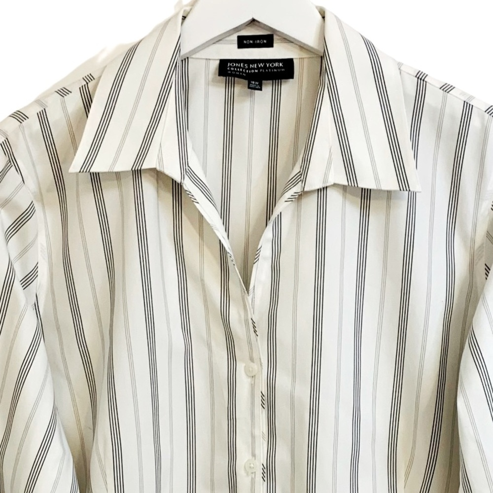 Jones New York Collection Platinum Women’s Striped Button Down Shirt Size 18W